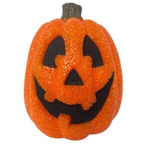 Vintage Jack O Lantern Halloween Pumpkin Melted Plastic Light Up 9.5 in